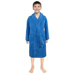 TELOTUNY Kids Boys Girls Solid Flannel Bathrobes Towel Night-Gown Pamas Winter Warm Comfort Sleepwear Children Home Clothes L2405