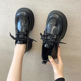 Casual Shoes Pmwrun Muffin Thick-soled Small Leather Women's 2024 Spring And Autumn All-match British Retro Round Toe Mary Jane