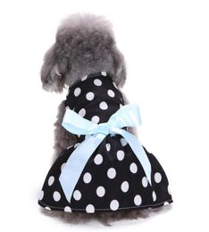 Polka Dots Dog Pet Princess Dress Skirt With Big Bow Design Cat Puppy Dresses Outfit Dinner Party Drnbi7089325