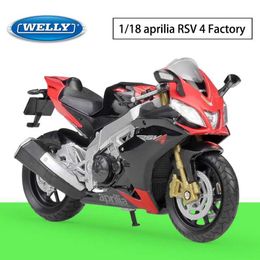 Diecast Model Cars WELLY 1 18 The New Aprilia RSV 4 Factory Original Authorised Simulation Alloy Motorcycle Model Toy Car Gift Collection Y240530AREA