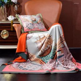 Blankets Luxury Pink Printing Brocade Velvet European Spring Autumn Air Conditioning Office Bed Cover Quilt Blanket Bedspread #/