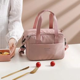 Portable Lunch Bag For OL Women Thermal Insulated Box Tote Cooler Handbag Waterproof Bento Pouch Office Food Shoulder Bags 240516