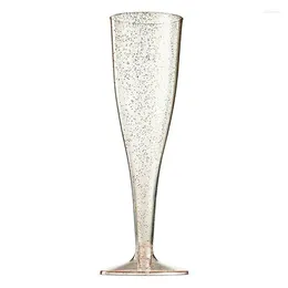 Cups Saucers 5PCS Champagne Flutes Plastic Disposable Party Wine Dine Toast Prosecco Glasses 175ml Flute Glass