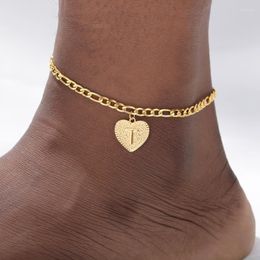 Anklets A-Z Letter Initial Ankle Bracelet Stainless Steel Heart Gold For Women Boho Jewellery Leg Chain Anklet Beach Accessories 237a