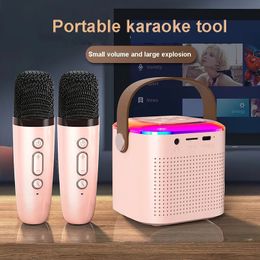 Y1 microphone karaoke machine Bluetooth ser 5.3 system with 2 wireless microphones RGB lights home singing ser childrens gift 240514