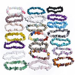 50pc Bulk Natural Gem Stone Bracelet Irregular Crystal Stretch Chip Beads Nuggets Bracelets Bangles Quartz Wristband for Women 240528
