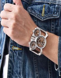 Wristwatches Oulm Mesh Steel Model Men039s Watches 3 Colours Time Zone Unique Male Quartz Watch Casual Sports Men Wristwatch5156542