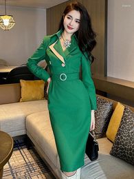 Casual Dresses Fashion Spring Autumn Ladies Work Style Formal For Women Clothing Elegant Office Commute Chic Slim Dress Mujer Vestidos