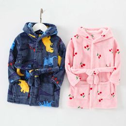 New Cartoon For Children Flannel Long Sleeve Hooded Kids Clothes Boys Robe Spring Autumn Winter Baby Bathrobe 2-8Years L2405