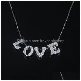 Pendant Necklaces 925 Sterling Sier 26 Initial Lette Name Jewellery Iced Out Bling Diy Charm Beads Floating Moving Letters Necklace Drop Dhxau