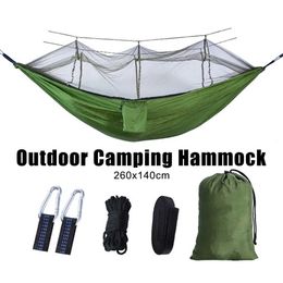 Hammocks 1-2 person outdoor camping hammock with mosquito net 260x140cm H240530