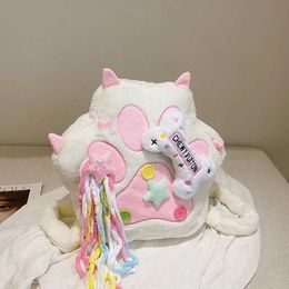 Plush Backpacks Dopamine Sweet Girl Cute Star Tassel Cat Claw Plush Cross Body Bag Cartoon Ins Korean Plush Filling Shoulder Bag Girl Gift S245304