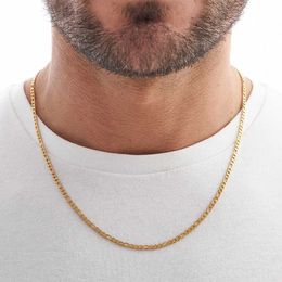 Pendant Necklaces 3mm Gold Colour Stainless Steel Figaro NK Chain Necklace Retro Men Rose Gold Colour Choker Fo Women Fashion Jewely Y240530OPJ9