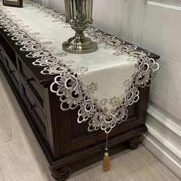 Table Cloth Lace Embroidered Runner Fabric Dining And Coffee TV Cabinet Shoe Dust-Proof Towel