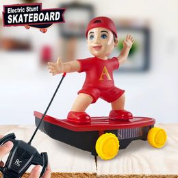 The most creative birthday gift is a remote control skateboard stunt toy car cartoon boy! 240530