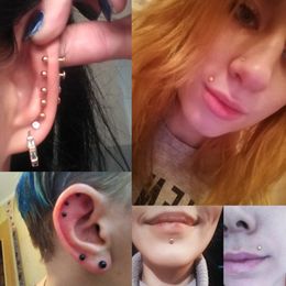 5PCS 6/8/10mm Lip Ring Stud Labret Monroe Piercing Helix Earrings Tragus Cartilage Studs Surgical Steel Piercing Jewellery 16G