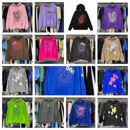 Designer Fluffy Hoodies Young Thug Men Women Hoodie High Quality Foam Print Spider Web Graphic Pink Sweatshirts Y2k Pullovers Designer Hoody Tracksuit A2