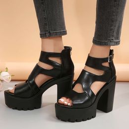 Women Fish Mouth Platform High Wedges Buckle Slope Female Peep Toe Woman Thick Heels Gladiator Sandals