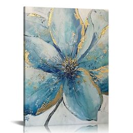 Flower and Abstract Canvas Wall Art for Living Room -Painted Floral for Bedroom Framed Large Abstract Wall Decoration for Office Kitchen 20x48 inches