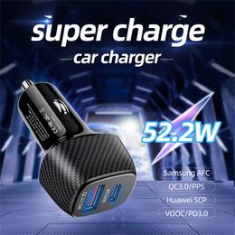 2 Ports PD 30W Type-C USB QC22.5W Car Charging Adapter 30W Dual Ports PD USB-C QC3.0 Car Charger Smart Auto Power Adapter Chargers For All Phone PC GPS Pad