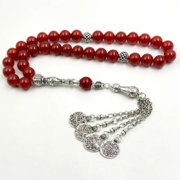 Tasbih Natural Brazil Red Agate Islamic misbaha Muslim bracelet prayer beads eid ramadan gift arabic fashion accessories Rosary 240528