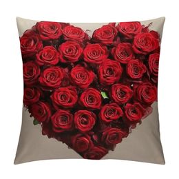 Valentine's Day Pillow Cover Love Gnome Truck Rose Flower Throw Pillow Case Be My Valentine Cushion Cover for Farmhouse Home Couch Sofa Wedding Decoration,