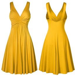 Plus Size Sling Pleated Slim Flare Skirt Dresses Women V-neck Cocktail Party Dress Gown Retro Vestidos de fiesta Female Sundress 240530