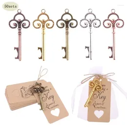 Party Favour 2024 50x Vintage Key Bottle Opener With Tag Card Bag Wedding Favours Souvenirs Gifts For Guest
