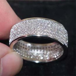 Rings Size 510 Sparkling Wedding Rings Luxury Jewelry 10KT White Gold Fill Pave Sapphire CZ Diamond Gemstones Eternity Party Women Enga