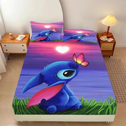 Bedding Sets Stitch Fitted Sheet Suitable For Children And Adults Home Decor Set Bed Cover Full 2/3-Piece Cute