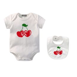 Baby Rompers 100% Cotton Newborn Romper Kids Luxury Designer Hat Bib Sets Infant Jumpsuits Brand Jumpsuit Girls Boys Clothes Children Bodysuit CXD2405299-6