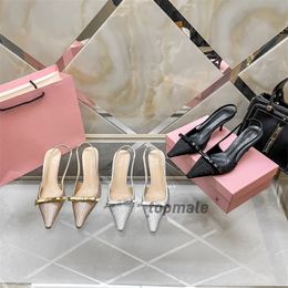 2024 spring/summer new pointy-headed high heels Bao toe sandals fairy shoes French with skirt after the empty bow women with box 34-40