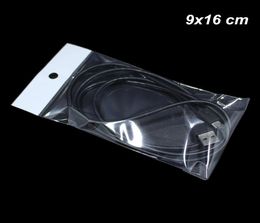 9x16 cm OPP Poly Plastic Clear Selfadhesive Ornaments Jewellery Pack Pouches with Hanging Hole Self Sealable Storage Poly Bag for E6997900