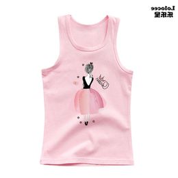 Kawaii Girls Print Vest 2024 Summer Cartoon Printed Graphic Sleeveless T-shirt Children Cotton Tank Tops 9ef2bc