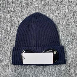 Caps Knitted Winter Beanie Hat for Men and Women, Two Lens Glasses Goggles Beanies, Black Grey Skull Caps Outdoor Unisex Winter Bonnet