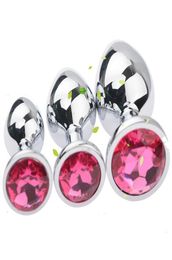 Factory 1 Large 1Medium 1Small sizes Stainless Steel Attractive Butt Plugs Rosebud Anal Sex Jewelry Jewelled buttplugs M6016282