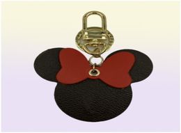 2023Plaid Mouse Designer Bow Keychains PU Leather Animal Bag Pendant Charm Girls Cars Keyrings Chains Holder Fashion Women Key Rin2321143
