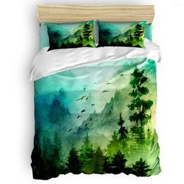 Bedding Sets Green Forest Mountain Morning Duvet Cover Set Nature Environment Collection Of 3/4pcs Bed Sheet Pillowcases