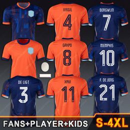 24 25 Soccer Jersey VIRGIL VAN DIJK FRENKIE F. DE JONG NETHERLANDS 2024 2025 MATTHIJS DE. DE LIGT VAN DE VEN HOLLAND Football shirt XAVI BERGWIJN Men Kids Kit Uniform