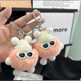 Plush Keychains Korean Fashion Fluffy Otter Little Briquette Rabbit Keyring Car School Bag Keychain Pendant Girl Decorative Gift s24 s241