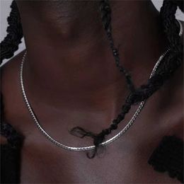 Pendant Necklaces 3mm Stainless Steel FR Embossed NK Chain Necklace For Women Men Hip Hop Jewellery Silver Colour Cuban Chain Jewellery Accessories Y240530IEGR