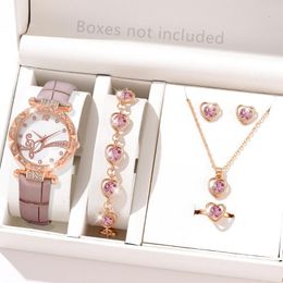 Wristwatches 6PCS/Set Of Women Watches Musical Elements Quartz Sparkling Rhinestones Simulated Jewelry Set Gift For Her