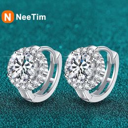 NeeTim 1ct 6.5mm Womens Mosonite Earrings S925 Sterling Silver 18k Gold Plated Diamond Earrings Wedding Party Jewelry 240515