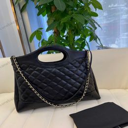 Womens Designer Black 31 Top Handle Clutch Tote Bags Diamond Lattice Turn Lock Gold Metal Hardware Matelasse Chain Crosbody Shoulder Ha 240s