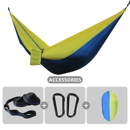 Hammocks Camping hammock 260x140cm double portable with 2 light hammocks tree straps suitable for hiking on the backyard terrace of tourist beaches H240530 H07S