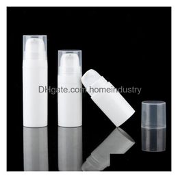 Packing Bottles Wholesale 5Ml 10Ml White Airless Bottle Lotion Pump Mini Sample And Test Vacuum Container Cosmetic Packaging Drop Deli Dhkgr
