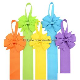Headbands 12Pcs/Lot 26Inch New Design Girls Solid Color Hair Bow Holder Handmade Girl Barrette Princcess Accessories 770 Drop Deliver Dh4Ey