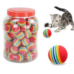 Cat Toys 1 Rainbow Eva Cat Toy Ball Interactive Cat and Dog Game Chewing Mouse Claw Eva Ball Training Ball Pet Product Supplies d240530