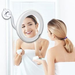 Flexible Makeup Mirror 10x Magnifying Mirrors 14 Led Lighted Touch Vanity Mirror Table Cosmetic Mirrors 240530