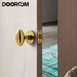 DOOROOM Silent Brass Door Lock Set Minimalist Convenient Lock Interior Bedroom Bathroom Dummy Privacy Hidden Door Lever Set